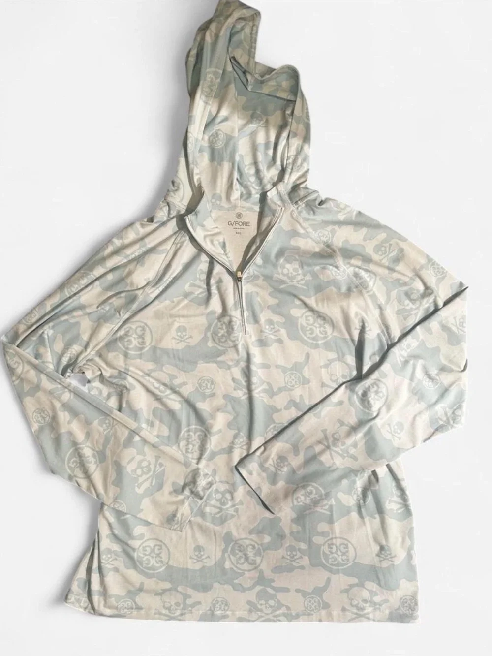 G/FORE XXL Golf Hoodie Men's Luxe Camo Quarter-Zip Pullover Daybreak Meas. Incl.